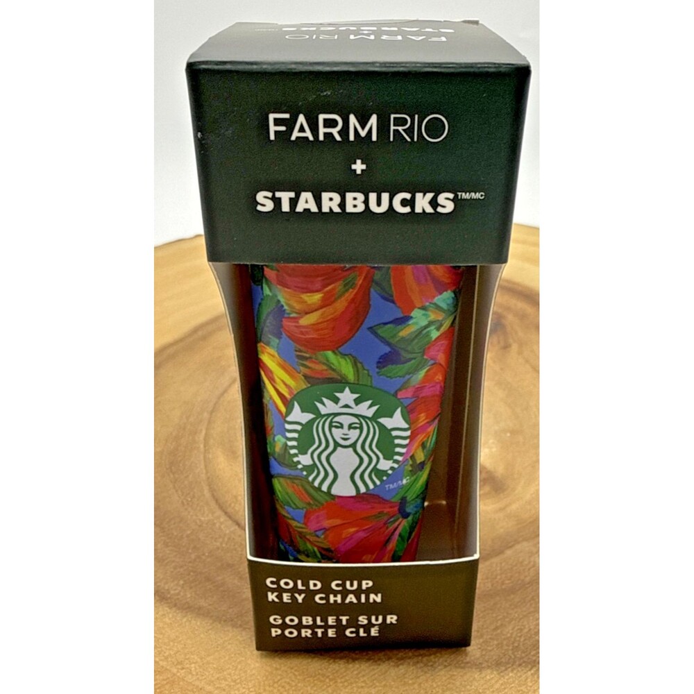FARM RIO STARBUCKS 2025 Blue Tropical Cold Cup Key Chain Limited Edition NWT